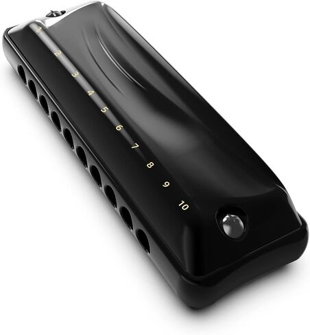 JDR Harmonica Key of Bb Ninja, Blues Mini Harp 10 Holes 20 Tones Musical with Protective Case for Adults Kids Beginners Professional Musician Folk Rock Jazz Standard Diatonic Mouth Organ Black in Kuwait