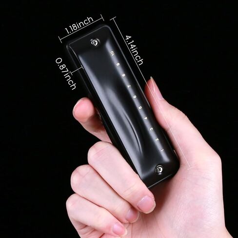 JDR Harmonica Key of Bb Ninja, Blues Mini Harp 10 Holes 20 Tones Musical with Protective Case for Adults Kids Beginners Professional Musician Folk Rock Jazz Standard Diatonic Mouth Organ Black in Kuwait