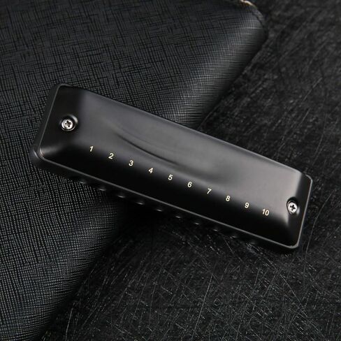 JDR Harmonica Key of Bb Ninja, Blues Mini Harp 10 Holes 20 Tones Musical with Protective Case for Adults Kids Beginners Professional Musician Folk Rock Jazz Standard Diatonic Mouth Organ Black in Kuwait