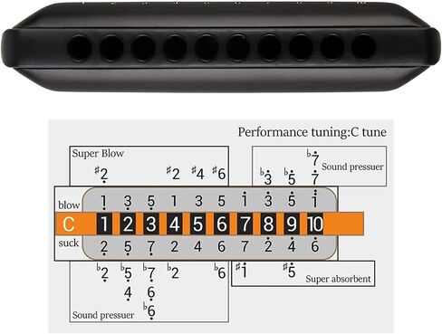 JDR Harmonica Key of Bb Ninja, Blues Mini Harp 10 Holes 20 Tones Musical with Protective Case for Adults Kids Beginners Professional Musician Folk Rock Jazz Standard Diatonic Mouth Organ Black in Kuwait