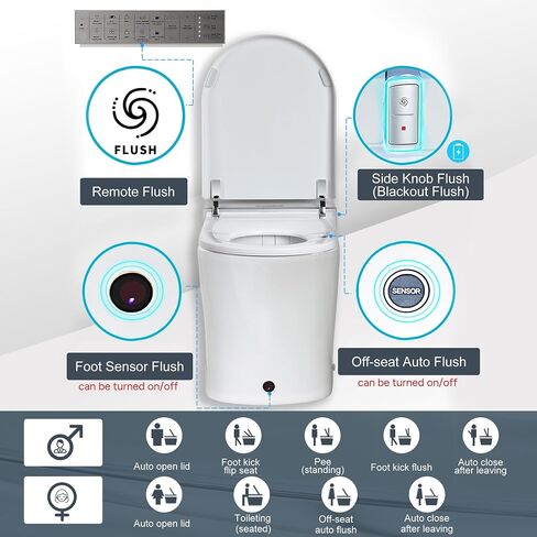 Casta Diva Smart Toilet with Wider Heated Seat, Warm Water Bidet, Foot Sensor Auto Flushing, 1.28GPF Modern White Japanese Toilets for Bathrooms (CD-K020) in Saudi Arabia