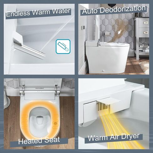 Casta Diva Smart Toilet with Wider Heated Seat, Warm Water Bidet, Foot Sensor Auto Flushing, 1.28GPF Modern White Japanese Toilets for Bathrooms (CD-K020) in Saudi Arabia