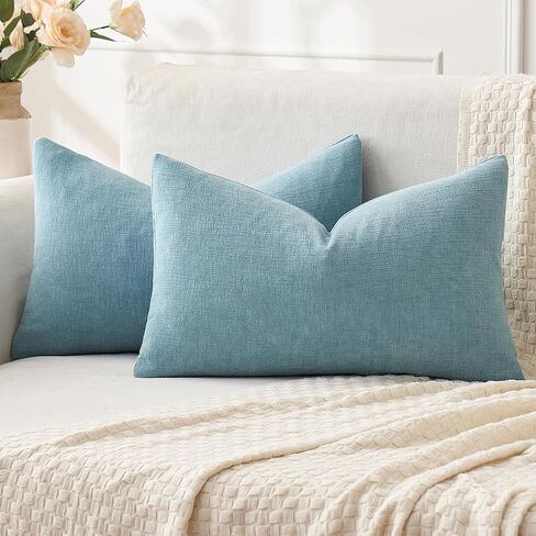 MIULEE Olive Green Couch Pillow Covers 18x18 Inch, Set of 2 Soft Chenille Decorative Square Throw Pillow Covers Farmhouse for Sofa Living Room Bed in Saudi Arabia