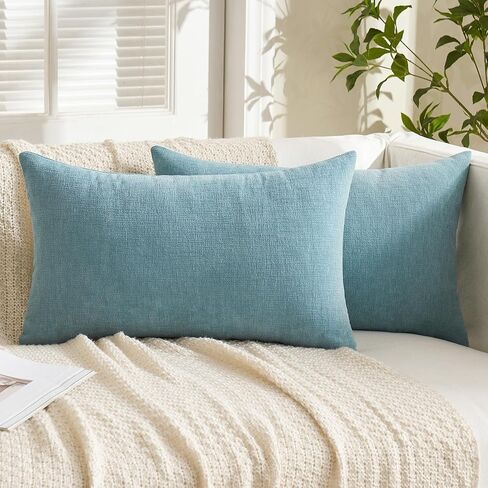 MIULEE Olive Green Couch Pillow Covers 18x18 Inch, Set of 2 Soft Chenille Decorative Square Throw Pillow Covers Farmhouse for Sofa Living Room Bed in Saudi Arabia