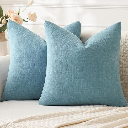 MIULEE Olive Green Couch Pillow Covers 18x18 Inch, Set of 2 Soft Chenille Decorative Square Throw Pillow Covers Farmhouse for Sofa Living Room Bed in Saudi Arabia