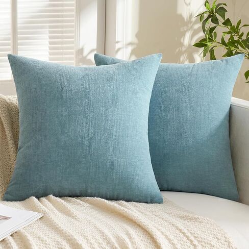 MIULEE Olive Green Couch Pillow Covers 18x18 Inch, Set of 2 Soft Chenille Decorative Square Throw Pillow Covers Farmhouse for Sofa Living Room Bed in Saudi Arabia