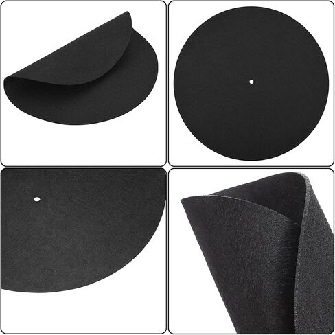 قطعتان من سجادة طبق القرص الدوار مقاس 12 بوصة، حصيرة حماية قابلة للانزلاق للأقراص الدوارة من الصوف، حصيرة حماية مضادة للكهرباء الساكنة لمشغلات التسجيل، أسود in Kuwait