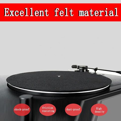 قطعتان من سجادة طبق القرص الدوار مقاس 12 بوصة، حصيرة حماية قابلة للانزلاق للأقراص الدوارة من الصوف، حصيرة حماية مضادة للكهرباء الساكنة لمشغلات التسجيل، أسود in Kuwait
