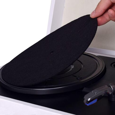 قطعتان من سجادة طبق القرص الدوار مقاس 12 بوصة، حصيرة حماية قابلة للانزلاق للأقراص الدوارة من الصوف، حصيرة حماية مضادة للكهرباء الساكنة لمشغلات التسجيل، أسود in Kuwait