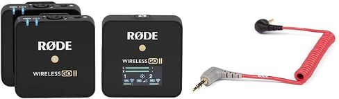 نظام ميكروفون مدمج Rode Wireless GO II مع جهازي إرسال 2x وجهاز استقبال 1x - مع كابل توصيل Rode SC7 3.5 مم TRS إلى TRRS in Saudi Arabia
