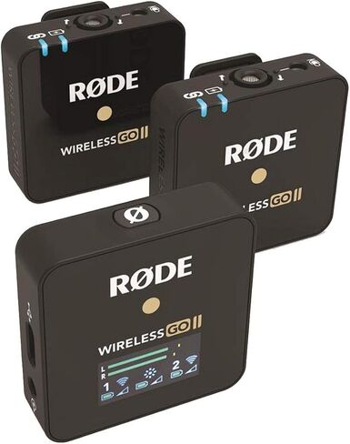 نظام ميكروفون مدمج Rode Wireless GO II مع جهازي إرسال 2x وجهاز استقبال 1x - مع كابل توصيل Rode SC7 3.5 مم TRS إلى TRRS in Saudi Arabia
