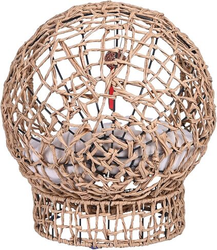 Handwoven Cat Bed Cave, Rattan Cat Beds for Indoor Cats Washable, Elevated Cat Bed with Soft Cushion and Stand, Cat Egg Chair Shape, Natural Color in Saudi Arabia
