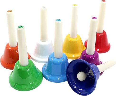 Murtenze 8Pcs Diatonic Colorful Metal Handbells Set, 8 Note Musical Bells for Holiday Birthday Gift Musical Teaching(11cm x 5cm) in Saudi Arabia