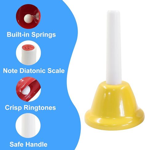 Murtenze 8Pcs Diatonic Colorful Metal Handbells Set, 8 Note Musical Bells for Holiday Birthday Gift Musical Teaching(11cm x 5cm) in Saudi Arabia