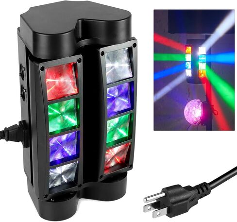 مصابيح DJ برأس متحرك QWORK Spider، 8 × 3 وات RGBW Beam Spider Stage Light، محور XY 540 درجة مع 4 أوضاع إضاءة، DMX512 المنشط بالصوت للديسكو والكاريوكي والحفلات والمسرح وأحداث DJ in Saudi Arabia