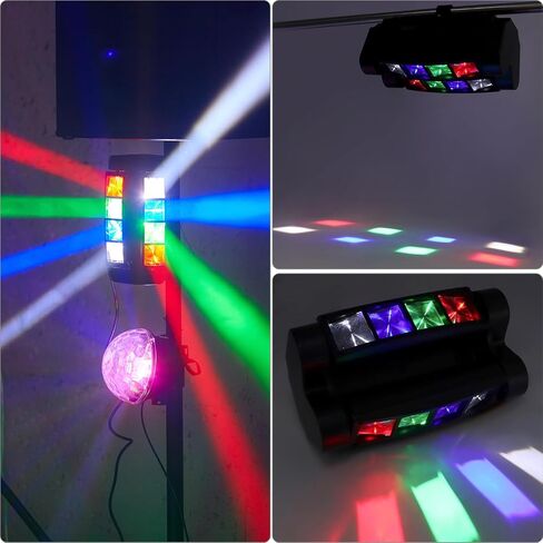 مصابيح DJ برأس متحرك QWORK Spider، 8 × 3 وات RGBW Beam Spider Stage Light، محور XY 540 درجة مع 4 أوضاع إضاءة، DMX512 المنشط بالصوت للديسكو والكاريوكي والحفلات والمسرح وأحداث DJ in Saudi Arabia
