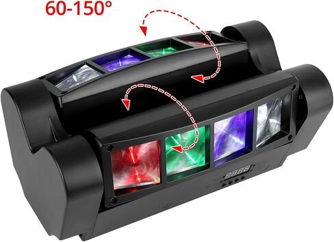 مصابيح DJ برأس متحرك QWORK Spider، 8 × 3 وات RGBW Beam Spider Stage Light، محور XY 540 درجة مع 4 أوضاع إضاءة، DMX512 المنشط بالصوت للديسكو والكاريوكي والحفلات والمسرح وأحداث DJ in Saudi Arabia