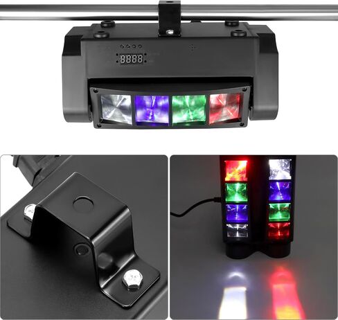 مصابيح DJ برأس متحرك QWORK Spider، 8 × 3 وات RGBW Beam Spider Stage Light، محور XY 540 درجة مع 4 أوضاع إضاءة، DMX512 المنشط بالصوت للديسكو والكاريوكي والحفلات والمسرح وأحداث DJ in Saudi Arabia