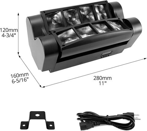 مصابيح DJ برأس متحرك QWORK Spider، 8 × 3 وات RGBW Beam Spider Stage Light، محور XY 540 درجة مع 4 أوضاع إضاءة، DMX512 المنشط بالصوت للديسكو والكاريوكي والحفلات والمسرح وأحداث DJ in Saudi Arabia