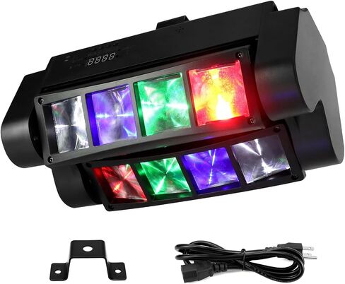 مصابيح DJ برأس متحرك QWORK Spider، 8 × 3 وات RGBW Beam Spider Stage Light، محور XY 540 درجة مع 4 أوضاع إضاءة، DMX512 المنشط بالصوت للديسكو والكاريوكي والحفلات والمسرح وأحداث DJ in Saudi Arabia