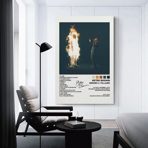 Metro Modern Music Boomin Art Heroes & Villains Album Signature Poster Wall Art Paintings Canvas Wall Decor Home Decor Living Room Decor Aesthetic Prints 12x18inch(30x45cm) Unframe-style in Saudi Arabia