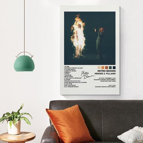Metro Modern Music Boomin Art Heroes & Villains Album Signature Poster Wall Art Paintings Canvas Wall Decor Home Decor Living Room Decor Aesthetic Prints 12x18inch(30x45cm) Unframe-style in Saudi Arabia