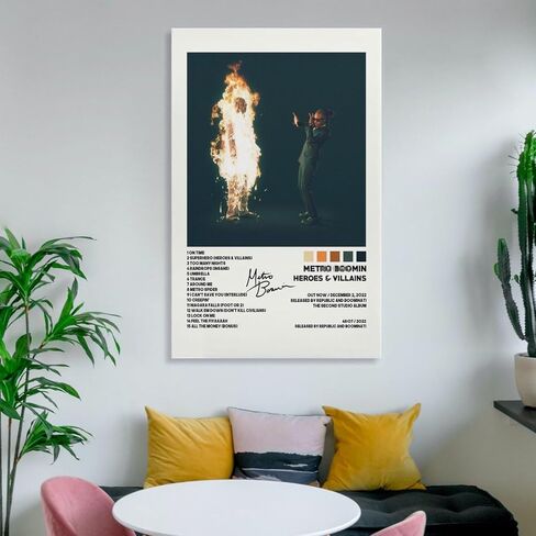 Metro Modern Music Boomin Art Heroes & Villains Album Signature Poster Wall Art Paintings Canvas Wall Decor Home Decor Living Room Decor Aesthetic Prints 12x18inch(30x45cm) Unframe-style in Saudi Arabia