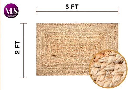 حزمة VDS مكونة من قطعة واحدة، سجادة مستطيلة منسوجة يدويًا من الجوت مقاس 2 × 4 أقدام، سجادة طبيعية قابلة للعكس لديكور المنزل، غرفة المعيشة، المطبخ، سجادة المدخل، سجادة الباب، سجادة بوهو ريفية للمزرعة (2 × 4 بوصة) in Kuwait