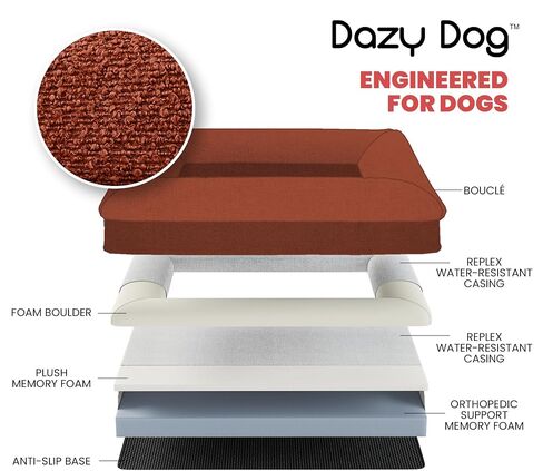 Dazy Dog Orthopedic Dog Bed - Water Resistant & Washable Pet Bed for Small, Medium, and Large Dogs - Memory Foam Calming Dog Bed with Comfort for Arthritis Pain Relief - (Small, Boucle Forest Green) in Saudi Arabia