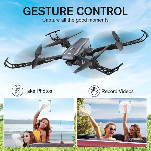 طائرة بدون طيار مع كاميرا للبالغين، طائرة بدون طيار واي فاي FPV قابلة للتعديل بدقة 1080 بيكسل للأطفال المبتدئين، هدايا ألعاب طائرة بدون طيار RC صغيرة مع تثبيت الارتفاع، 360 درجة، بدون رأس، إيماءات سيلفي، وضع 3 سرعات، بطاريتان مع حقيبة حمل in Kuwait