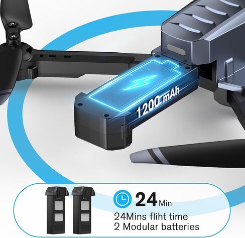 طائرة بدون طيار مع كاميرا للبالغين، طائرة بدون طيار واي فاي FPV قابلة للتعديل بدقة 1080 بيكسل للأطفال المبتدئين، هدايا ألعاب طائرة بدون طيار RC صغيرة مع تثبيت الارتفاع، 360 درجة، بدون رأس، إيماءات سيلفي، وضع 3 سرعات، بطاريتان مع حقيبة حمل in Kuwait