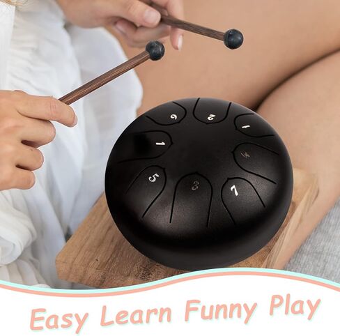 INMAKER Steel Tongue Drum 13 Note 12.5 Inch C-Key Hand Pan Percussion Instrument with Mallet Music Book for Adult Kid Musical Education Yoga in Kuwait