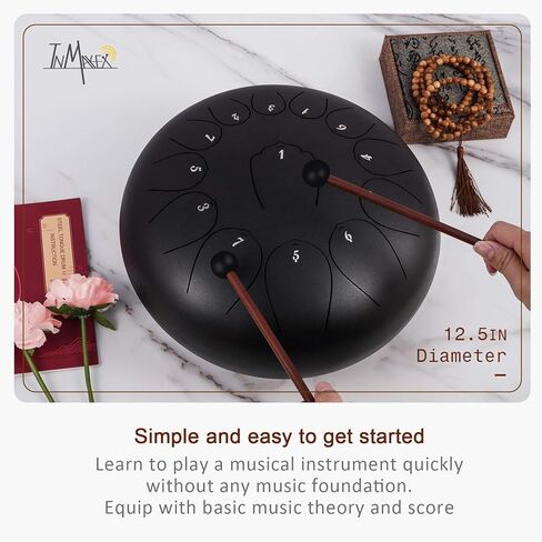 INMAKER Steel Tongue Drum 13 Note 12.5 Inch C-Key Hand Pan Percussion Instrument with Mallet Music Book for Adult Kid Musical Education Yoga in Kuwait