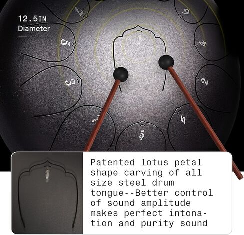 INMAKER Steel Tongue Drum 13 Note 12.5 Inch C-Key Hand Pan Percussion Instrument with Mallet Music Book for Adult Kid Musical Education Yoga in Kuwait