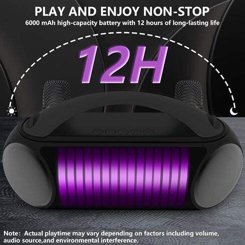 Karaoke Machine, Portable Bluetooth Speaker with Two Wireless Karaoke Microphones, Long Playtime Karaoke Speaker with Rhythm Lights for Adults Kids, Supports TF Card/USB, AUX in in Saudi Arabia
