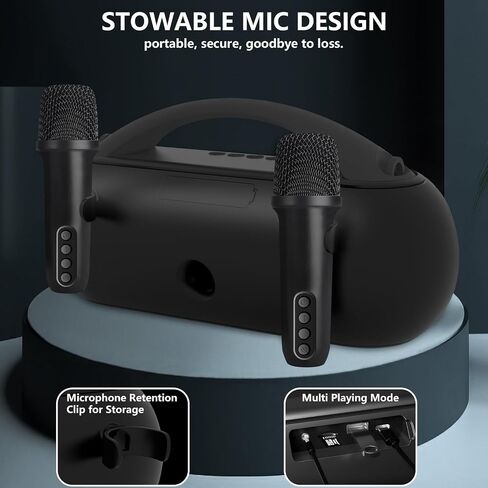 Karaoke Machine, Portable Bluetooth Speaker with Two Wireless Karaoke Microphones, Long Playtime Karaoke Speaker with Rhythm Lights for Adults Kids, Supports TF Card/USB, AUX in in Saudi Arabia
