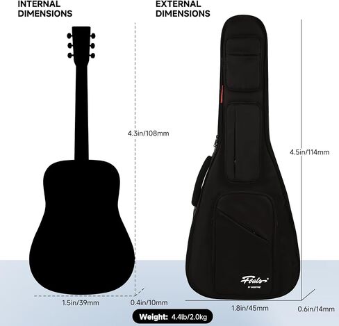 GHOSTFIRE FOALS Phantom Series Guitar Case Colorful Acoustic Guitar Gig Bag Super thick with Storage Space (Black, Acoustic) in Saudi Arabia