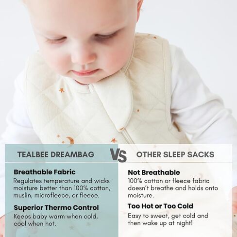 Dreambag Baby Sleep Sack, Rayon Made from Bamboo, 6-24M, Checkered | Adjustable chest and shoulder snaps mean no sizing up as baby grows, Swaddle Transition, 2-Way Zipper, 0.8 TOG Summer in Saudi Arabia