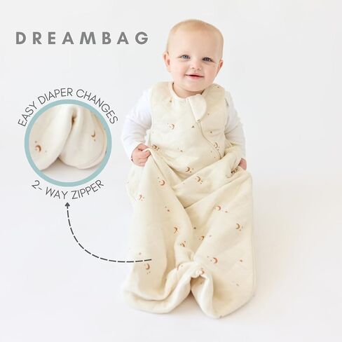 Dreambag Baby Sleep Sack, Rayon Made from Bamboo, 6-24M, Checkered | Adjustable chest and shoulder snaps mean no sizing up as baby grows, Swaddle Transition, 2-Way Zipper, 0.8 TOG Summer in Saudi Arabia