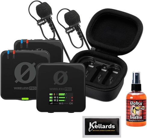 نظام ميكروفون لاسلكي Rode Wireless PRO بمشبك لشخصين/مسجل مع حزمة Lavaliers (2.4 جيجا هرتز) مع منظف الميكروفون GLS-104 in Saudi Arabia