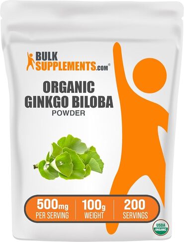 BulkSupplements.com مسحوق الجنكة بيلوبا العضوي - مكملات الجنكة بيلوبا، مسحوق أوراق الجنكة، الجنكة بيلوبا العضوية - من أوراق الجنكة بيلوبا، نباتي، 2000 مجم لكل وجبة، 1 كجم (2.2 رطل) in Saudi Arabia