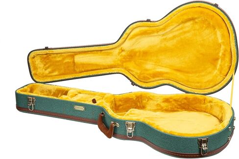 Crossrock Master Series-Wooden 335 Style 6-string Semi-Hollow Electric Guitar Case-Security Lock, Genuine Leather Handle, Reinforced Hardware, Storage Space-Malachite Blue Tweed(CRW720SAMB) in Saudi Arabia