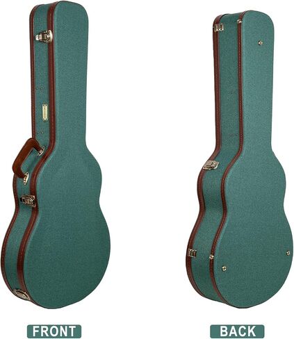Crossrock Master Series-Wooden 335 Style 6-string Semi-Hollow Electric Guitar Case-Security Lock, Genuine Leather Handle, Reinforced Hardware, Storage Space-Malachite Blue Tweed(CRW720SAMB) in Saudi Arabia