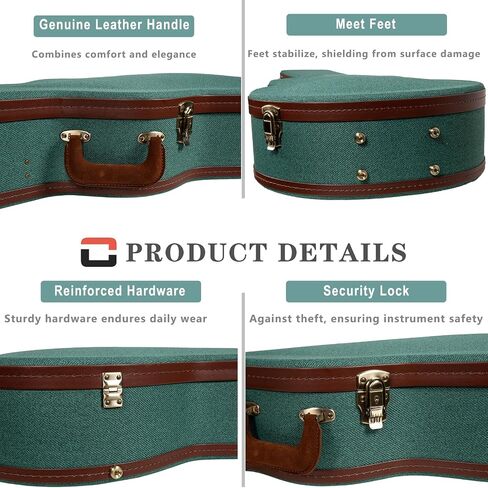 Crossrock Master Series-Wooden 335 Style 6-string Semi-Hollow Electric Guitar Case-Security Lock, Genuine Leather Handle, Reinforced Hardware, Storage Space-Malachite Blue Tweed(CRW720SAMB) in Saudi Arabia