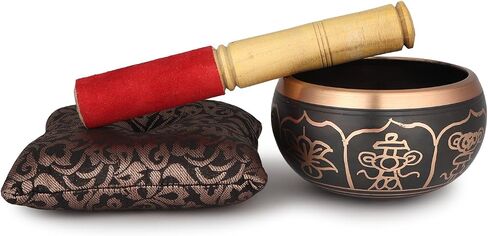 Tibetan Singing Bowl - 4 inch, Green Singing Bowl Set with Beater and Singing Bowl Cushion for Meditation and Yoga in Saudi Arabia