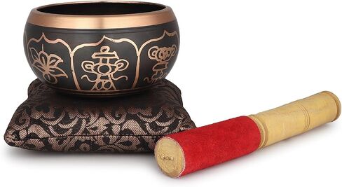 Tibetan Singing Bowl - 4 inch, Green Singing Bowl Set with Beater and Singing Bowl Cushion for Meditation and Yoga in Saudi Arabia