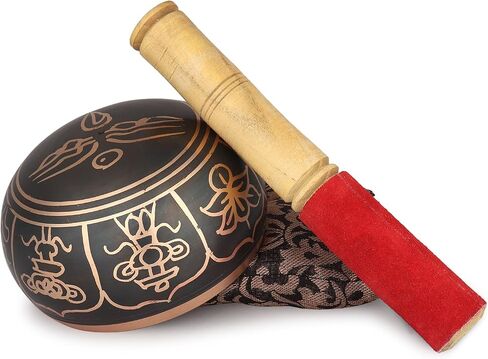 Tibetan Singing Bowl - 4 inch, Green Singing Bowl Set with Beater and Singing Bowl Cushion for Meditation and Yoga in Saudi Arabia