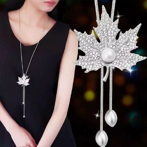 Long Pearl Pendant Necklace Elegant Pearl Fan Y-shaped Necklace Vintage Gold Y Lariat Necklace Sweater Chain Statement Necklace Costume Jewelry for Women Girls
