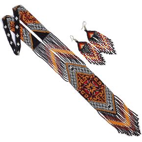 Native American Beaded Necklace– Ukrainian beaded Necklace Native Handmade Seed Bead Necklace, Tribal ethnic beaded necklace