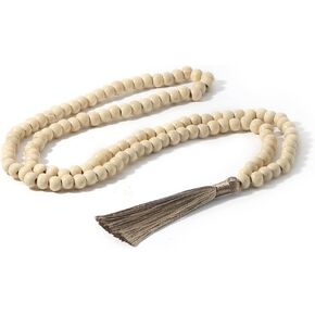 8MM Semi-Precious Gem Stones Wood Mala Bead Necklace Multicolor Tassel Charms Chain Necklace Handmade Beaded Pendant Necklace for Women Men